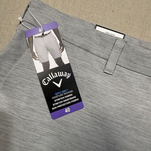 NWT Callaway OPTI-Dri Mens Shorts Flint Gray Flat Front Sz 40 Golf 9” Inseam - Picture 3 of 6